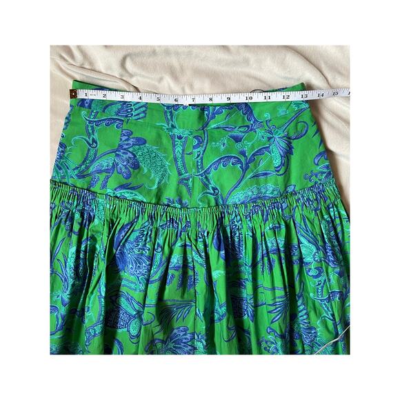 Cara Cara Tisbury Midi Skirt Size 4 Green Bird Jacobean - Picture 6 of 7